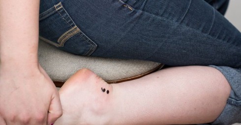 semicolon tattoo ankle