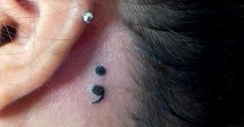 semicolon tattoo neck